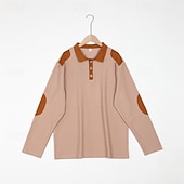 baratos Polo Clássico Masculino-Homens Polos de botões Textura Casual Feriado Clássico Manga Longa Moda Básico Bloco de cor Secagem Rápida Verão Primavera Normal Preto Azul Marinho Escuro Caqui Cinzento Polos de botões