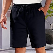 baratos Calções Estilo Casual-Homens Calção Shorts casuais Bolsos Com Cordão Cintura elástica Tecido Conforto Curto Ao ar livre Diário Casual Boho Preto Branco