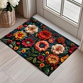 cheap Doormats-Mexico Folk Art Flowers Doormat Non-Slip Oil Proof Rug Indoor Outdoor Mat Bedroom Decor Bathroom Mat Entrance Rug Door Mat
