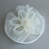 billige Bryllupshodeplagg-fascinators Hatter Hodeplagg organza Fedora Solhatt Topplue Hesteløp cocktail Elegant Årgang Med Fjær Sløyfer Hodeplagg Hodeplagg