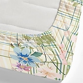 abordables Sábanas y funda de almohada-Juego de sábanas ajustables con patrón de primavera a rayas florales 100% algodón, sábanas sedosas y transpirables ultra suaves, sábanas con bolsillos profundos, tamaño queen king de 3 piezas