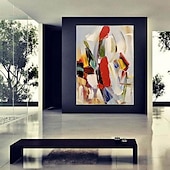 preiswerte Abstrakte Gemälde-Buntes Gemälde auf Leinwand, handgemalt, moderne abstrakte Kunst, Acrylgemälde, handgemalte Wandkunst, abstraktes Messergemälde, übergroße Wandkunst auf Leinwand, große Wandkunstgemälde