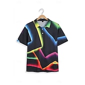 abordables Polo géométrique pour homme-Homme Géométrique Chemise de golf Manche Courte Polos Chemises à Col Occasionnel Vêtements de vacances Tenue formelle Vêtements de festival Impression 3D Boutons Été Jaune