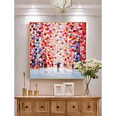 voordelige Schilderijen van landschappen-met de hand geschilderd abstract landschap schilderij op canvas 3D-getextureerde muurkunst muurdecor woonkamer zachte kleur getextureerde bloemlandschap roze olieverfschilderij muurkunst lentedecor