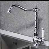 お買い得  キッチン用水栓金具-水栓 - シングルハンドルつの穴 電気メッキ プルアウト / プルダウン センターセット レトリ／ヴィンテージ Kitchen Taps