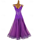 cheap Ballroom Dancewear-Ballroom Dance Dress Crystals / Rhinestones Women&#039;s Performance Party Long Sleeve Spandex Organza