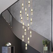 זול אורות תקרה ניתנים לעמעום-אור נברשת led, גרם מדרגות קריסטל מתכת מסתובב נברשת ארוכה, מודרני, פשוט ויוקרתי, מתאים לוילות, בנייני דופלקס, לופטים, דירות וטרסות, ניתנת לחיל 110-240 v