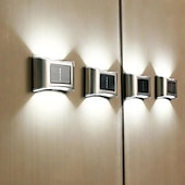 cheap Outdoor Wall Lights-2/4pcs Solar Wall Light Up and Down Outdoor IP65 Waterproof LED Step Light Solar Fence Lights For Outdoor Yard Garden Lawn Patio Courtyard Fences Driveway Pathway Decoration