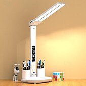 abordables Suministros para la fiesta-Lámpara de escritorio LED plegable táctil recargable con reloj digital