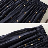abordables Robes-Femme Jupe Trapèze Mode Décontractées Maxi Taille haute Jupes Pois Imprimer Casual Quotidien Fin de semaine Jaune bleu marine Marron Vert Eté Coton et lin