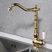 お買い得  キッチン用水栓金具-水栓 - シングルハンドルつの穴 電気メッキ プルアウト / プルダウン センターセット レトリ／ヴィンテージ Kitchen Taps