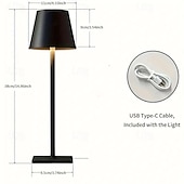 זול מנורות שולחן-מנורת שולחן אלחוטית LED נטענת מנורת שולחן usb LED משתנה 3 צבעים לעיצוב מנורת שולחן בר במסעדה