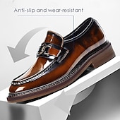 preiswerte Loafer aus hochwertigem Leder-Herren-Loafer aus hochwertigem Rindsleder mit glänzender Oberfläche und Kettendetail – formelle Abendschuhe für Business, Hochzeiten und besondere Anlässe