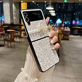 cheap Samsung Cases-Phone Case For Samsung Galaxy Z Flip 7 Z Flip 6 Z Flip 5 Z Flip 4 Z Flip 3 for Women Girl Bling Glitter Shiny Shockproof Bow tie TPU