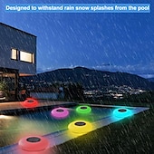 cheap Underwater Lights-Solar Floating Pool Light with Remote Control, Submersiable LED Pool Light 16 RGB Color Changing Waterproof Outdoor Garden Lawn Pond Pool Party Decorative Light 1PC