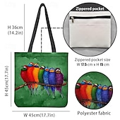 cheap Handbag &amp; Totes-Colorful Birds Print Tote Bag – Artistic Eco-Friendly Reusable Shoulder Bag for Women, Casual Everyday Handbag