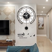 cheap Wall Accents-Black&amp;White Modern Wall Clock 3D Hollow Design Pendulum Silent Metal Pointer Display Round Hanging Clock Living Room Wall Decor 35 43 50 cm