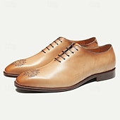 baratos Sapatos Sociais Clássicos-sapatos oxford masculinos premium de couro de vaca - sapatos sociais vintage brogue com cadarço e detalhes gravados intrincados para ocasiões formais