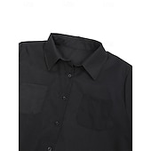 billiga midi svart klänning-skjortklänning för kvinnor fritidsklänning skiftklänning midiklänning utomhus vinterklänning daglig polyester elegant ledig skjortkrage ficka rullad manschett långärmad sommar vinter höst vår 2023 lös passform röd