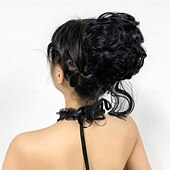 abordables Chignons-chignons cheveux chignon cheveux synthétiques pièce de cheveux extension de cheveux ondulés boucle rebondissante fête quotidien usage quotidien noir naturel # 1b