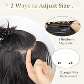 economico Clip nelle estensioni-Estensioni per capelli in filo invisibile con 4 clip di sicurezza, fascia trasparente, misura regolabile, posticci sintetici lunghi ondulati per donna