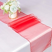 abordables Monsieur et Madame Mariage-10 pièces drapeau de table en fil de verre minimaliste moderne 30*275 cm drapeau de table de banquet de mariage d&#039;hôtel