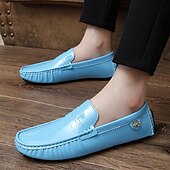 preiswerte Herrenpantoletten &amp; -slipper-Herren Loafer &amp; Slip On Mokkasin Penny Loafers Loafer fahren Wanderschuhe Geschäftlich Brautkleider schlicht Britischer Gentleman PU Rutschfest Halbschuhe Schwarz Weiß Gelb Herbst