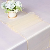 abordables Monsieur et Madame Mariage-10 pièces drapeau de table en fil de verre minimaliste moderne 30*275 cm drapeau de table de banquet de mariage d&#039;hôtel