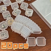 cheap Jewelry &amp; Cosmetic Storage-20/50pcs Mini Plastic Storage Box Square Transparent Portable Container Jewelry Holder Earrings Packaging Display Case Medicine Bin Jewlery Garbage Can Storage Cases Pp Accessories Clear Buds