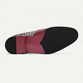 levne Elementární Společenské Boty-pánské společenské boty typu houndstooth a kožené brogue - červené a černé, ideální pro formální události a obchodní oblečení