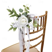 olcso Mr és Mrs Wedding-4 db esküvői folyosó virágdísz ceremóniához széktámla virág szett 4 rózsaszín esküvői folyosó pad virág dekoráció menyasszonyi zuhany műflóval