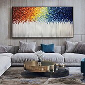 お買い得  木の油絵-大きな手描きのカラフルな抽象油絵キャンバスにカラフルな木の森秋の絵画寝室リビングルームの装飾アート手描きの重い質感の厚塗り絵画