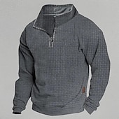economico Felpe di base-Per uomo Maglia Felpa con zip corta Nero Bianco Verde militare Blu marino Grigio scuro Mezza zip Semplice A coste Testurizzato Trama a maglia Sport &amp; Outdoor Quotidiano Ferie Poliestere Streetwear
