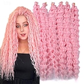 levne Clip in Extensions-latinskoamerické háčkované vlasy 14 palců 18 palců 22 palců 6ks / balení havajská kudrna hluboké vlnění háčkované vlasy ocean wave syntetické vlasy cop háčkování prodlužování vlasů