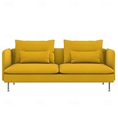 baratos Cobertura de Sofa-Capa de Sofá 3 Lugares Cor Sólida com Almofadas Revestidas em Algodão 100% com Braços