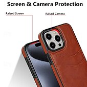 お買い得  iPhone用ケース-電話 ケース 用途 iPhone 16 iPhone 15 Pro Max iPhone 14 13 12 11 Pro Max Mini SE X XR XS Max 8 7 Plus バックカバー 超薄型 黄ばんでいない カード挿入口 レトロ風 TPU PUレザー