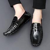 preiswerte Herrenpantoletten &amp; -slipper-Herren Loafer &amp; Slip On Mokkasin Penny Loafers Loafer fahren Wanderschuhe Geschäftlich Brautkleider schlicht Britischer Gentleman PU Rutschfest Halbschuhe Schwarz Weiß Gelb Herbst