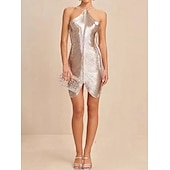 ieftine Rochii din anii 1920-Urlați 20 de ani Anii 1920 Mini Rochii Rochie de Cocktail Fără mâneci Cosplay Gatsby Invitat la nuntă Mată Gâtul halter Costume de fancy Pentru femei Serată Petrecere / Seara Mascaradă Adulți Rochie