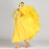 abordables Tenues de danse de salon-Danse de Salon Robe Strass Tulle Femme Utilisation manche longue Polyester