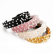 abordables Accessoires de coiffure-bandeaux de perles pour femmes, bandeau de perles antidérapants, larges nœuds supérieurs, bandeau noir, blanc, or rose avec perles, accessoires de cheveux pour femmes et filles, cadeaux quotidiens de