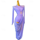 abordables robe de compétition-Danse latine Robe Ceinture en étoffe Femme Fille Utilisation Entraînement manche longue Taille haute Spandex Tulle