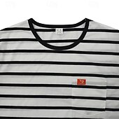 お買い得  メンズカジュアルTシャツ-男性用 Tシャツ 半袖シャツ ティートップ 半袖 クルーネック 春夏 ストライプ ファッション デザイナー ベーシック セクシー バケーション ストリート お出かけ ブラック ルビーレッド ネイビーブルー メンズトップTシャツ