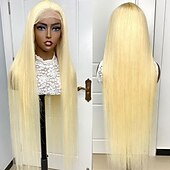 cheap Human Hair Lace Front Wigs-Glueless Blonde Lace Closure 613 Wig HD Lace Front Straight Human Hair Wigs Pre Plucked Bleached Knots Honey Blonde Wig For Women