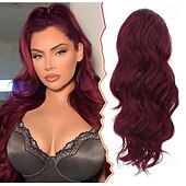 お買い得  ポニーテール-ショート巾着ポニーテールエクステンション、16インチの波状ポニーテールヘアエクステンション、ポニーテールヘアピースの合成クリップ、フェイクポニーテール、女性、女の子、デイリーハロウィン用。