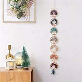cheap Wall Accents-1pc Dream Catcher 7 Chakra Crystal Tree Of Life Wall Hanging Reiki Gemstone Dream Catchers Wall Hanger for Yoga Meditation Window Home Decor