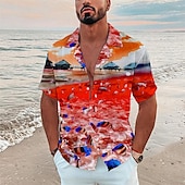 billiga Ocean Print-Herr Tropisk Fisk Undervattens värld Skjorta Hawaii skjorta Lägerskjorta Kortärmad Skjorta Nedvikt Mode Designer Ledigt Utomhus Gata Ledigt Havsblått Marinblå Marinblå 3D-tryck S M L