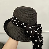 levne Fascinátory a klobouky-Retro 50. léta Rockabilly Slaměný klobouk proti slunci Puntíkované Maškarní kostým Dámské předvečer Všech svatých Plesová maškaráda Dovolená Běžné / Denní Plážové Dospělí Klobouk