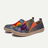 cheap Women&#039;s Sneakers-Women&#039;s Sneakers Flats Slip-Ons Print Shoes Slip-on Sneakers Daily Travel Bird Painting Flat Heel Vacation Casual Comfort Canvas Loafer Light Red Blue Green