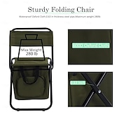 cheap Picnic &amp; Camping Accessories-Portable Foldable Camping Chair with Cooler Bag, Lightweight Backrest Stool Compact Folding Chair Seat, Outdoor Backrest Stool with Folding Backpack for Camping Hunting Fishing Hiking