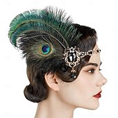 abordables Accesorios y más-Para la Cabeza Bandas de cabeza Diadema de estilo flapper Para la Cabeza Retro Antiguo Rugido 20s 1920s Pluma Para El gran Gatsby Chica de la aleta Cosplay Víspera de Todos los Santos Carnaval Mujer